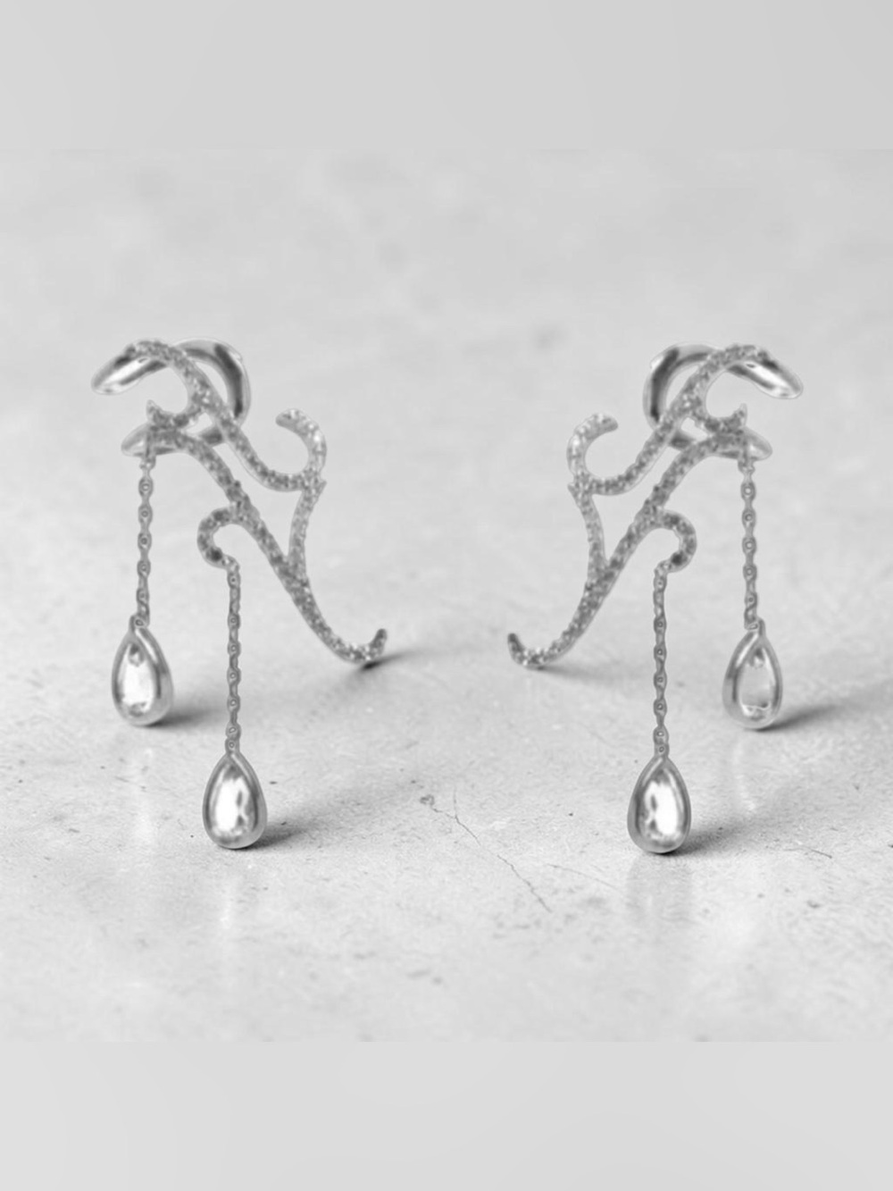 nOir Jewelry Anne Up The Ear Dangling Stone Earrings
